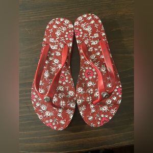 COACH ABBIGAIL FLIP FLOPS TURNLOCK LOGO WOMEN FLATS SIZE 9/10 COACH SANDALS